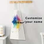 (Custom) 1pc Multicolor Splatter Style Name Apron, Polyester -Like Material, Painting Craft Cooking Baking Gardening Apron, Waitress Apron, Kitchen Restaurant Home Decor Item, Holiday Gift