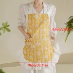 Floral Embroidered Kitchen Aprons for Women, Featuring a Waist Strap And a Pocket, Ideal for Cooking, Baking, And Cleaning
