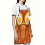 1pc Funny Fried Egg Bikini Apron with Fried Egg & Bikini Print - Adjustable Waistband, Durable Easy-Clean Polyester Apron Suitable for Cooking, Gardening, Orchard Picking, Christmas, Halloween - Humorous Gift for &